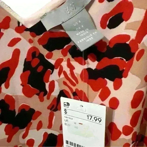 H&M red dressy animal print camisole top size 4 - Picture 4 of 5